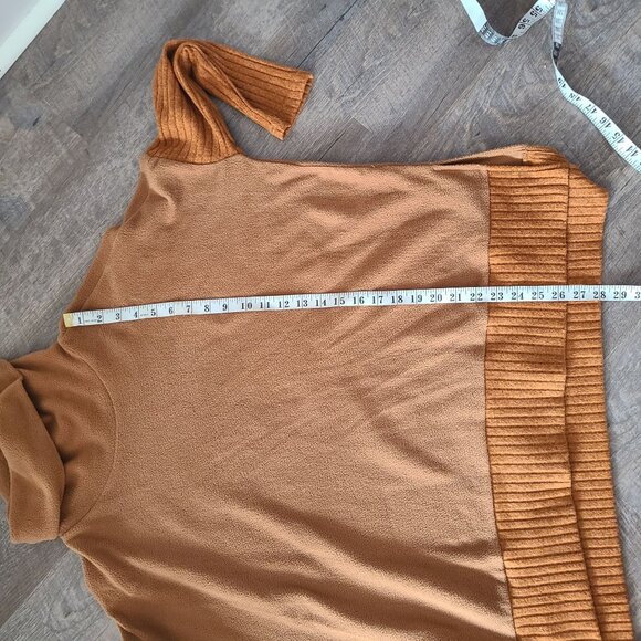 La Miel US Womens M Camel Brown Cowl Neck Sweater With Ribbed Hem & Sleeves - Picture 9 of 10